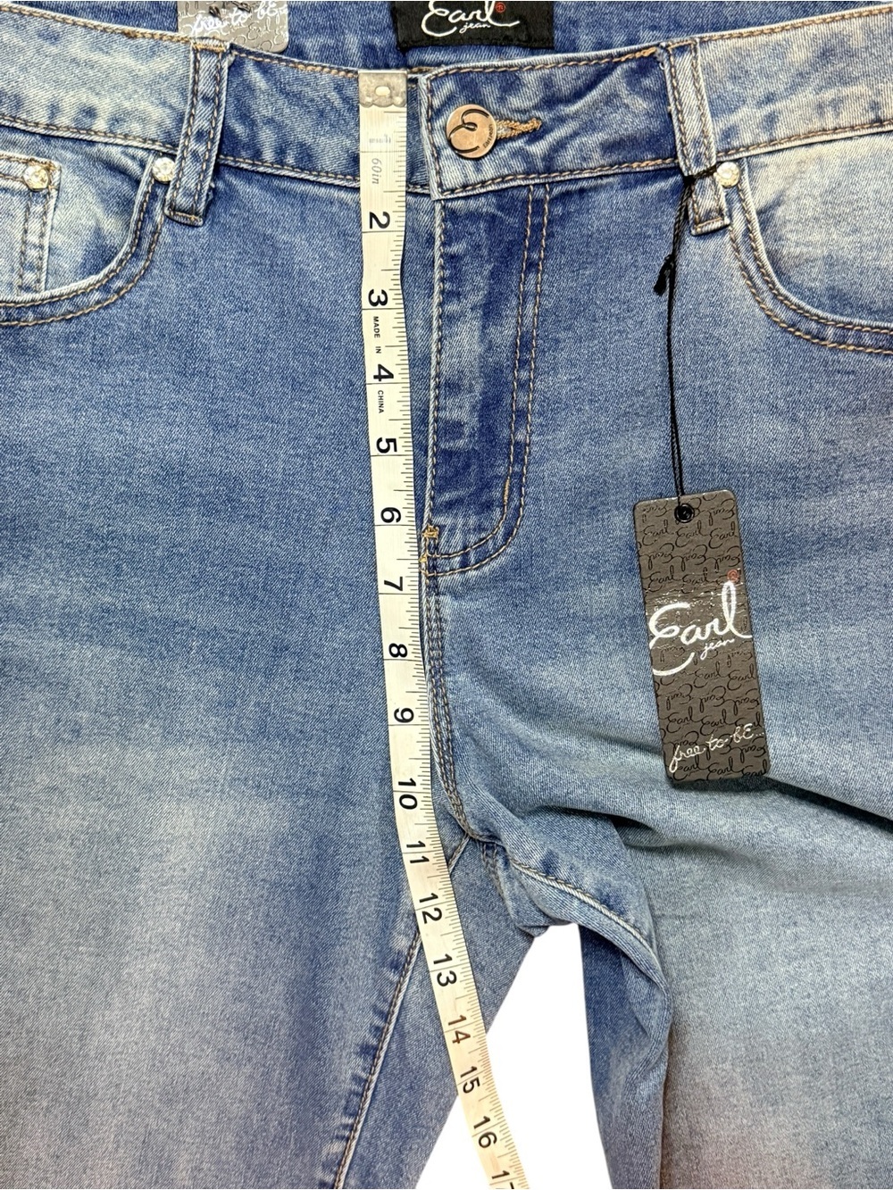 Earl Jeans USA Flag Embroidered Capri Jeans NWT Size 14 Patriotic Denim - Picture 8 of 11